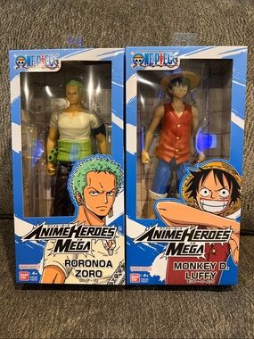 One Piece Anime Heroes Mega Monkey D. Luffy & Roronoa Zoro Action Figure Set 12”
